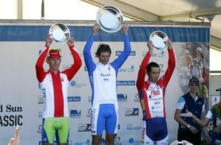 The podium (l-r): Bodnar, Pozzato and Guinez