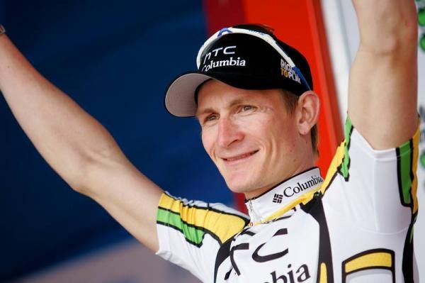 Andre Greipel (HTC-Columbia) salutes the crowd.