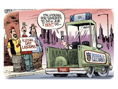 Editorial cartoon U.S. border security immigration