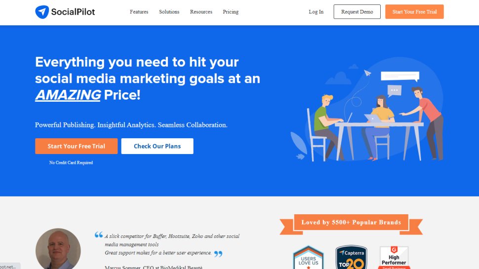Website screenshot for SocialPilot