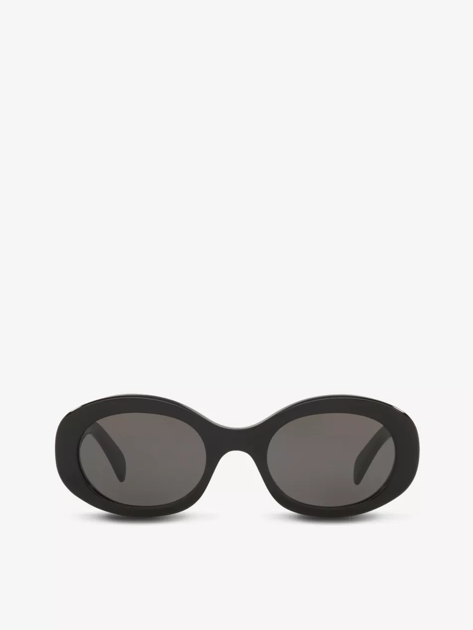 Cl40194u Oval-Frame Acetate Sunglasses