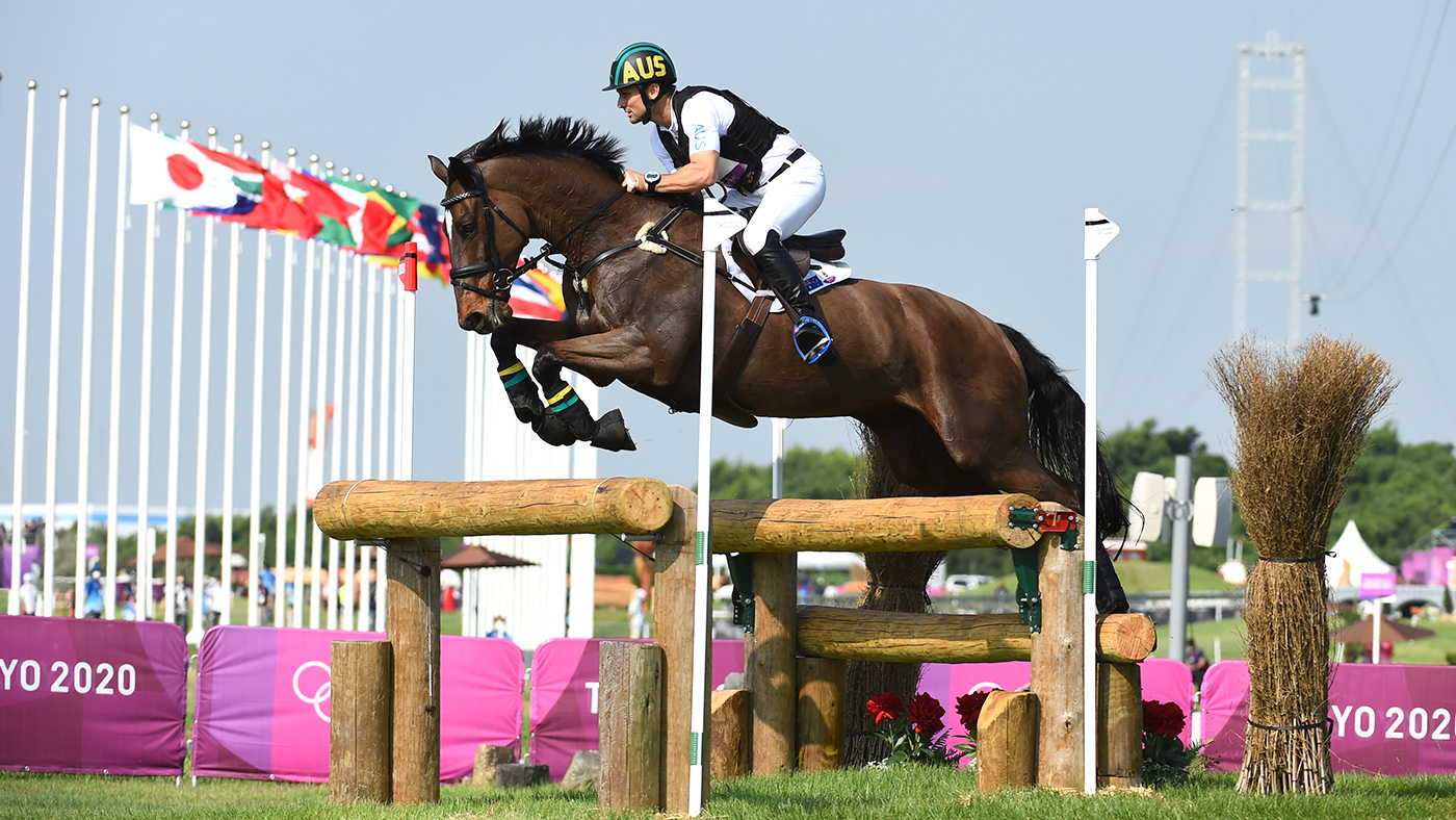 Shane Rose riding Virgil at the Tokyo Olympics.