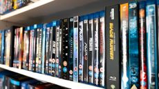 Blu-ray and 4K Blu-ray boxes lined up on a shelf (mainly sci-fi)