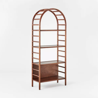 arched wooden bookshelf
