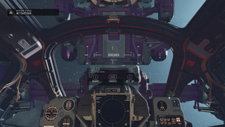 The cockpit view while docking with an enemy ship in Starfield.