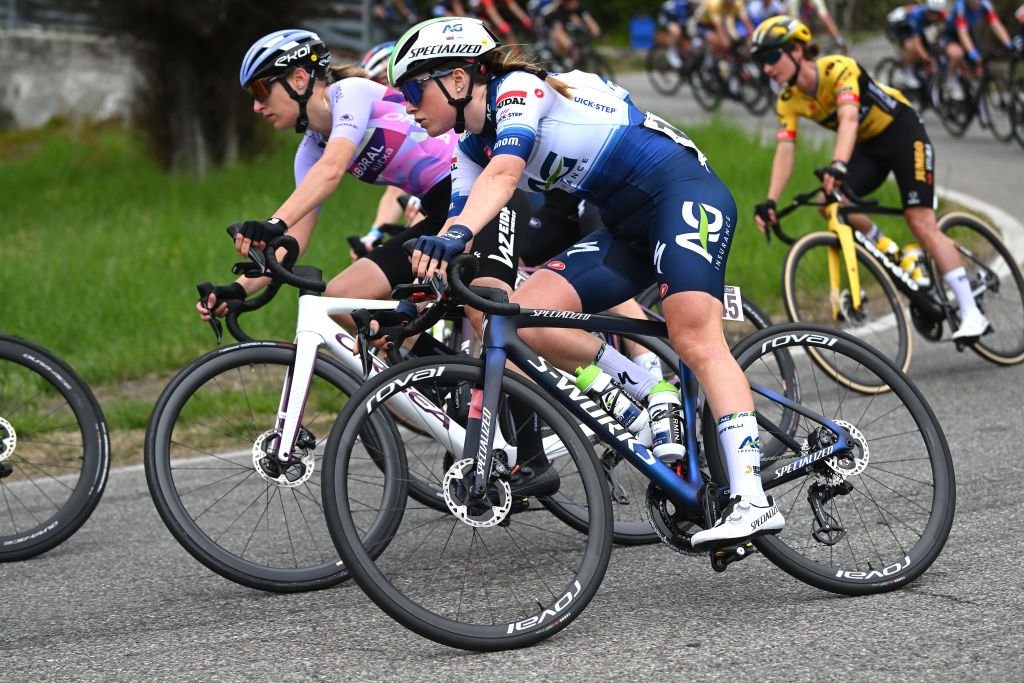 CITTIGLIO ITALY MARCH 19 Gaia Masetti of Italy and Team AG Insurance Soudal QuickStep competes during the 24th Trofeo Alfredo BindaComune di Cittiglio 2023 Womens Elite a 139km one day race from Maccagno con Pino e Veddasca to Cittiglio UCIWWT on March 19 2023 in Cittiglio Italy Photo by Dario BelingheriGetty Images