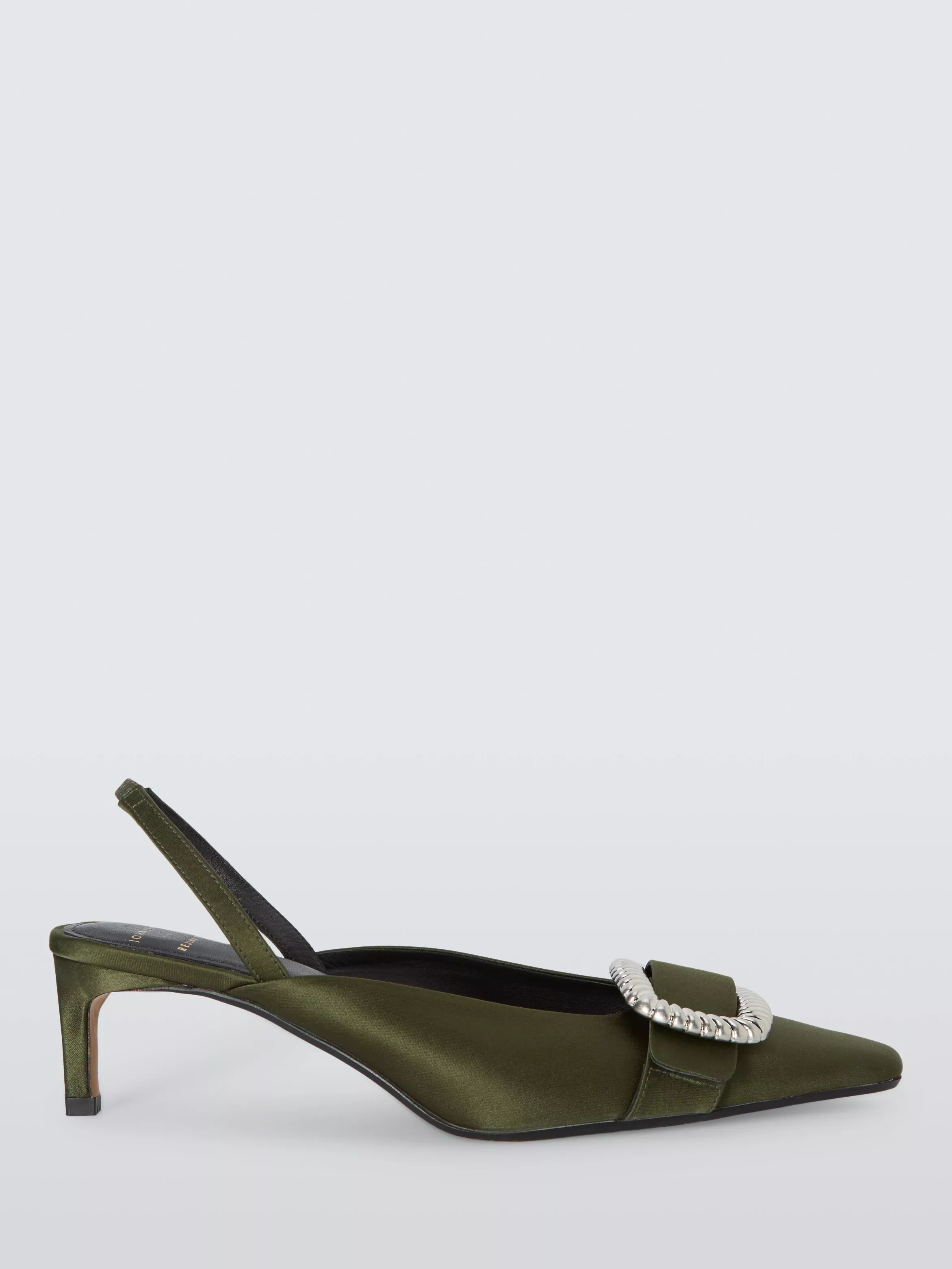 John Lewis X Rejina Pyo Slingback Buckle Satin Court Shoes, Olive
