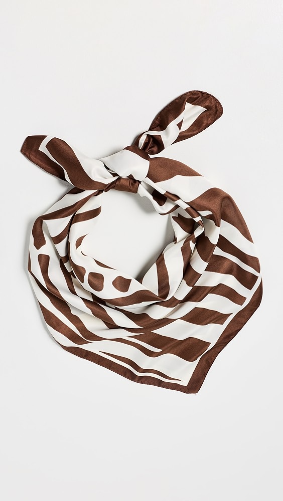 Oversized Zebra Square Satin Scarf - Walnut