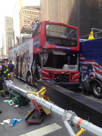 14 injured after New York City sightseeing buses crash in Times Square