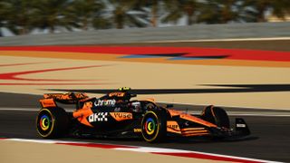 Lando Norris of Great Britain driving the (4) McLaren MCL38 Mercedes on track in Bahrain