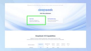 Start Now highlighted on DeepSeek web page 