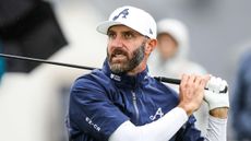 Dustin Johnson playing a golf shot at the 2025 Alfred Dunhill Links Championship
