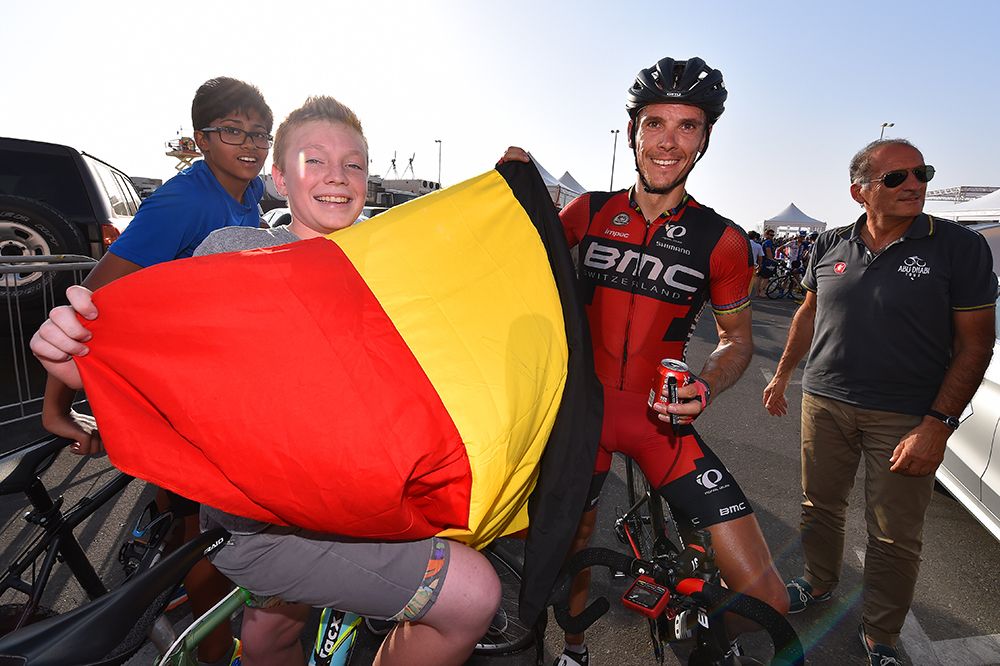 Gilbert mixes with the Belgian fans at the Abu Dhabi Tour