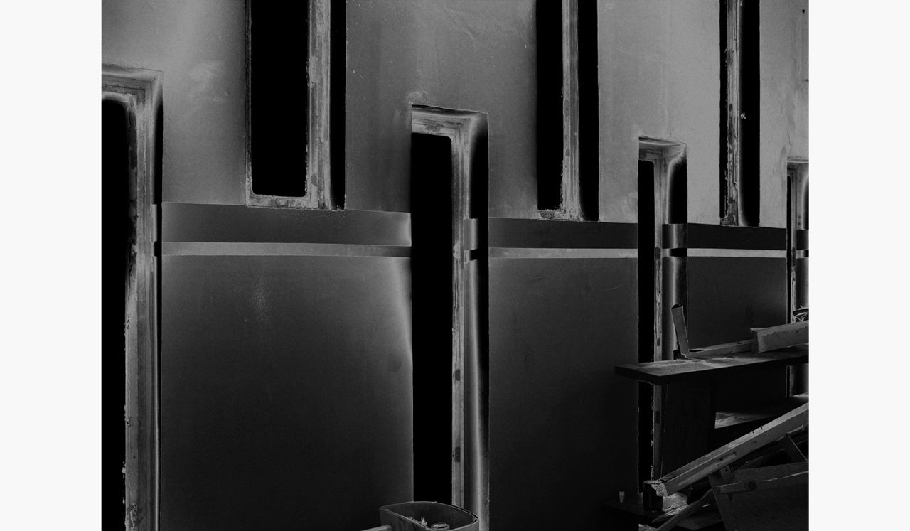 Windows from the bar in the service tower in Balfron Tower 