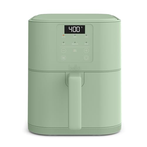 Bella 6 Qt Slim Air Fryer, Fits-Anywhere&amp;trade; Kitchenware, Evergood&amp;trade; Ceramic Nonstick Coating, Adjustable Temperature, 6 Preset Cooking Options, 60 Min Auto Shutoff W Audible Tone, 5lb Capacity, Seaglass