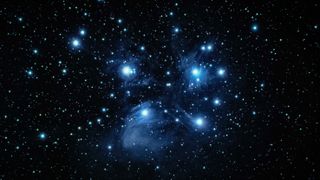 Messier 45, known as the Pleiades star cluster or the Seven Sisters.