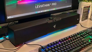 A Razer Leviathan V2 Pro on a desk