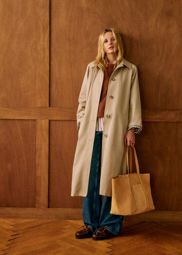Clyde Trench Coat - Light Beige - Organic Cotton - Sézane