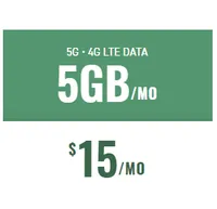 Mint Mobile: 5GB data | Unl. talk &amp; text | $15/month ($180/year)12-months:| 6-months: | 3-months: