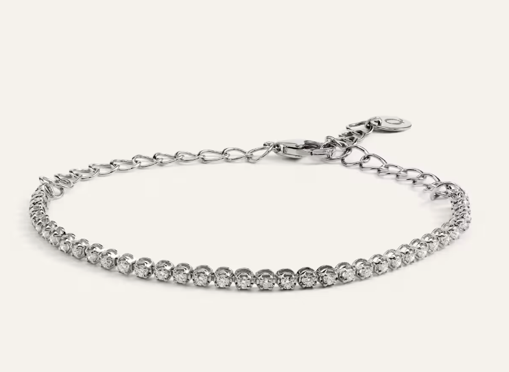 Quince, 14k Gold Diamond Half Tennis Bracelet in White Gold