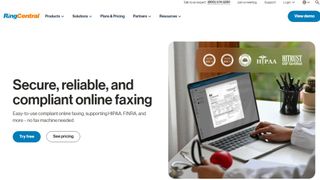 Website screenshot for RingCentral Fax.