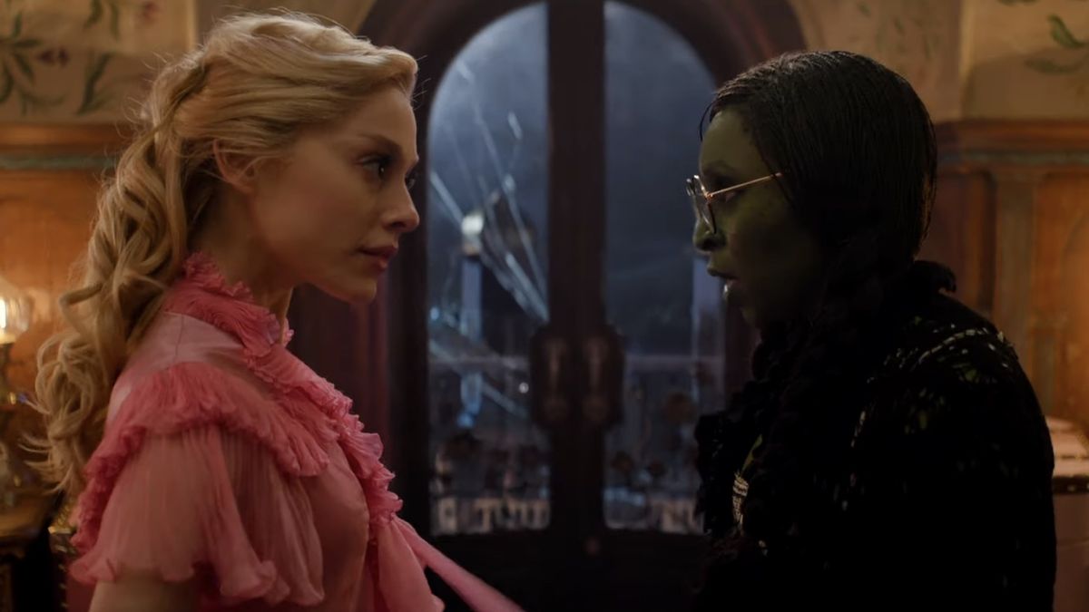 Glinda and Elphaba going face to face during &quot;What Is This Feeling?&quot;