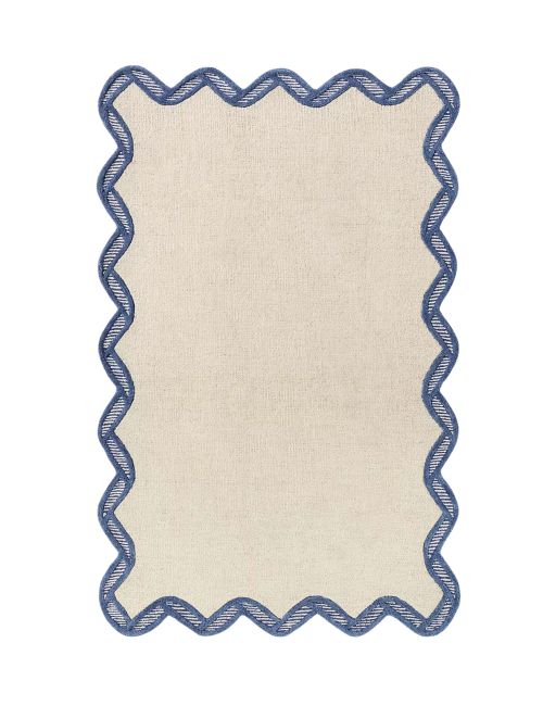 Hand Tufted 100% Wool Scalloped Border Rug