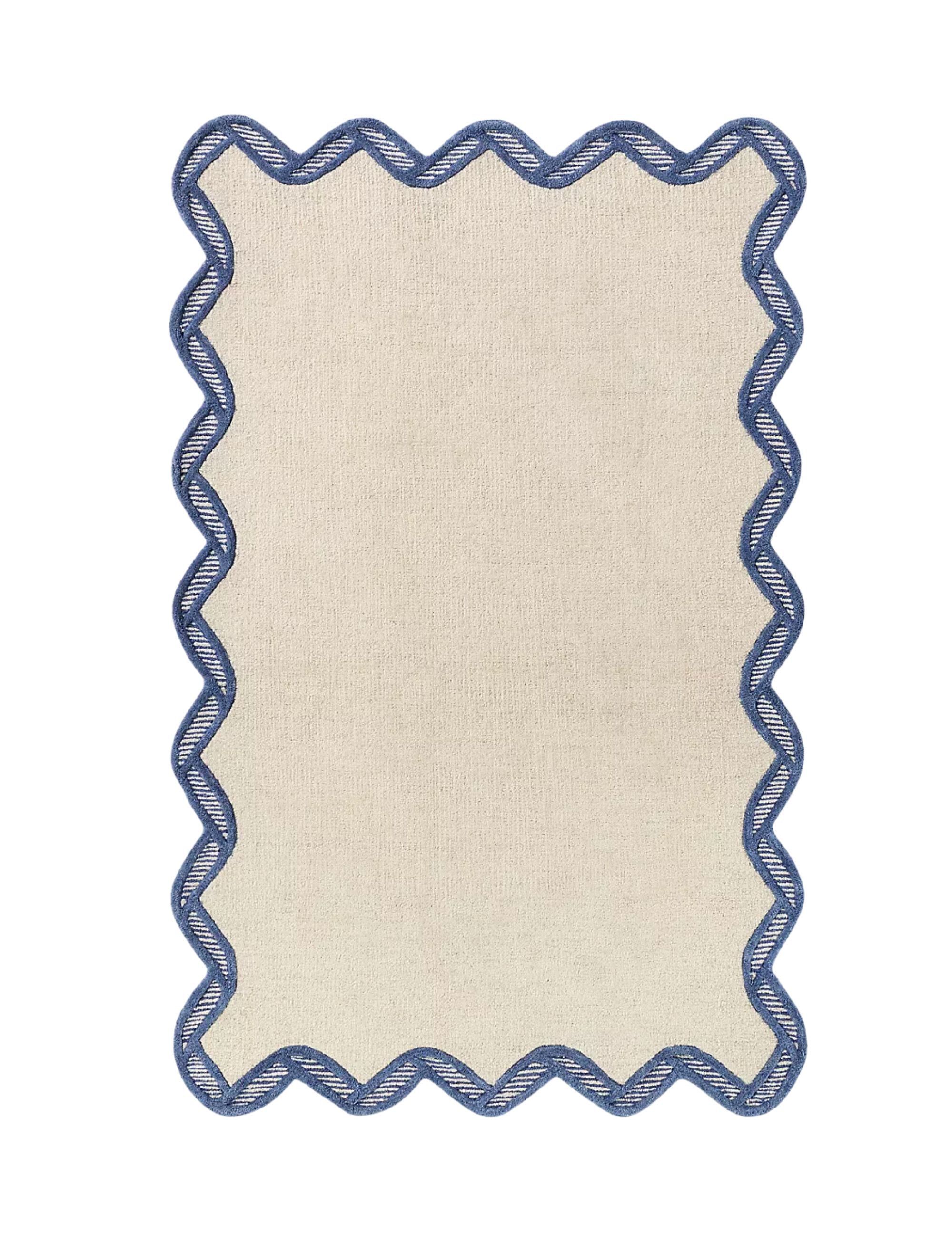 AnthroHome, Hand Tufted 100% Wool Scalloped Border Rug