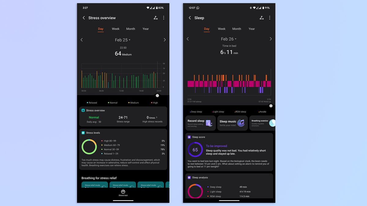 Screenshots of Honor Health App showing sleep tracking