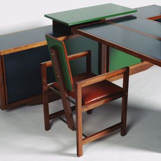Desk Bookcase With A Pair Of Bridges Armchairs By Andrr Sornay 1958 At Marcelpoil Alain Courtesy Of Michel Goiffon 1