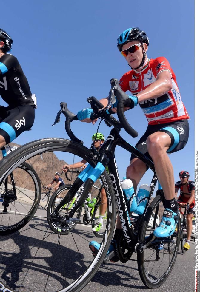 Chris Froome (Sky) in action at the Tour of Oman.