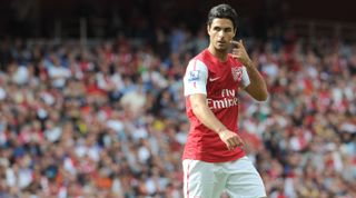 LONDON, ENGLAND - SEPTEMBER 10: Mikel Arteta of Arsenal during the Barclays Premier League match between Arsenal and Swansea City at Emirates Stadium on September 10, 2011 in London, England. (Photo by David Price/Arsenal FC via Getty Images)