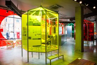 Octagonal structures made of bright coloured Plexiglas