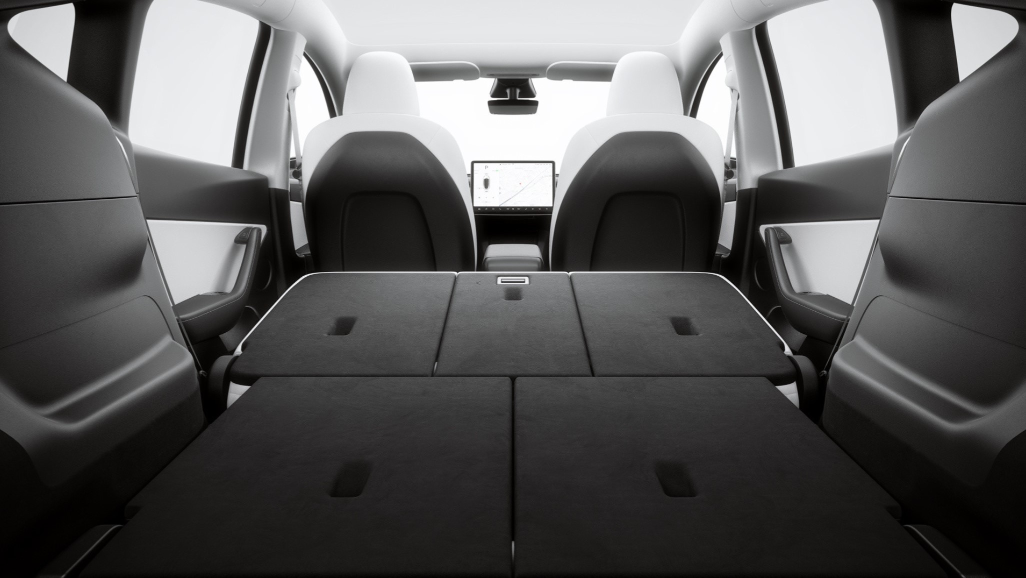 tesla model y's flat fold seats