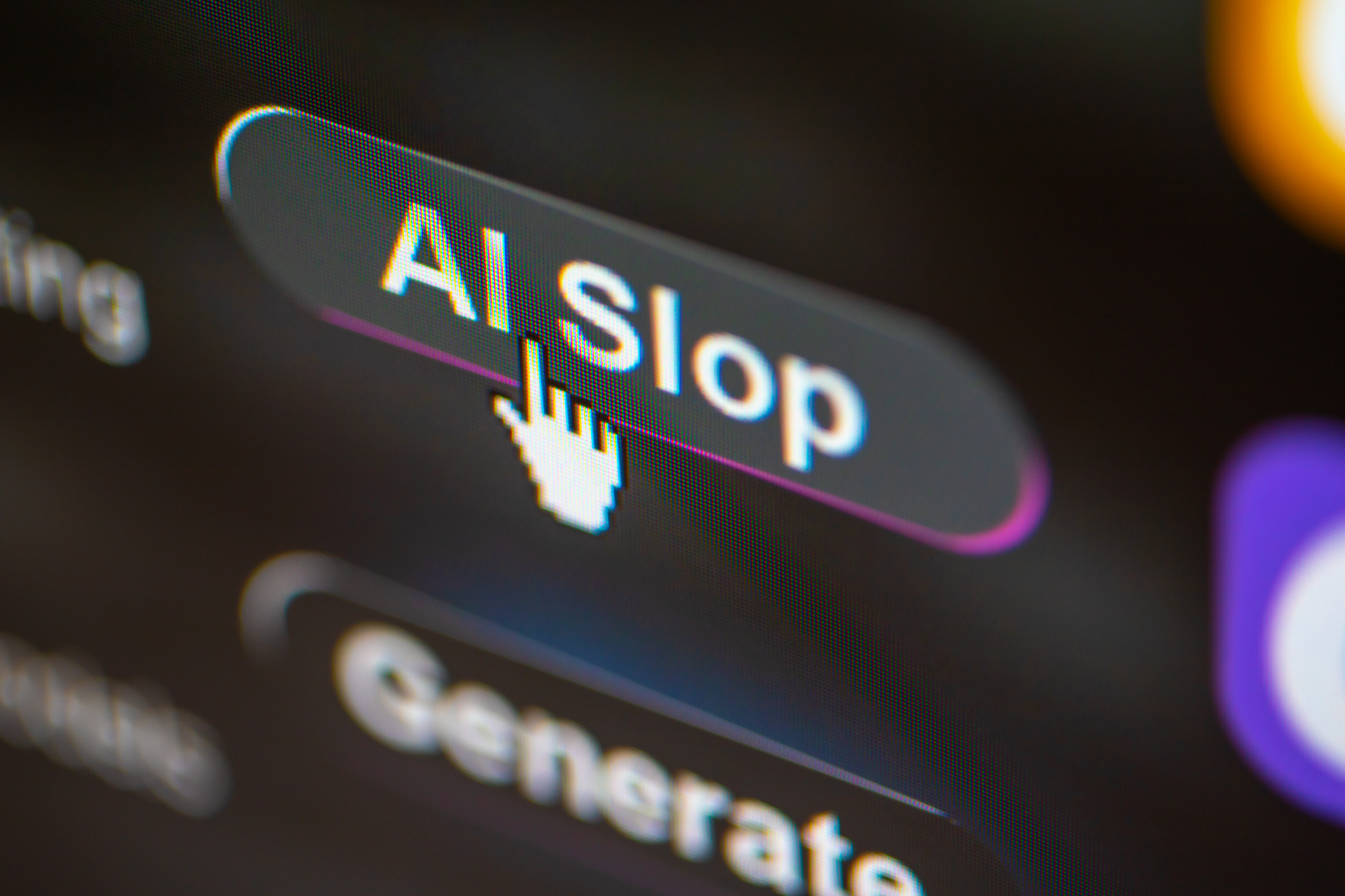 A cursor clicks on an AI slop tag on a review platform