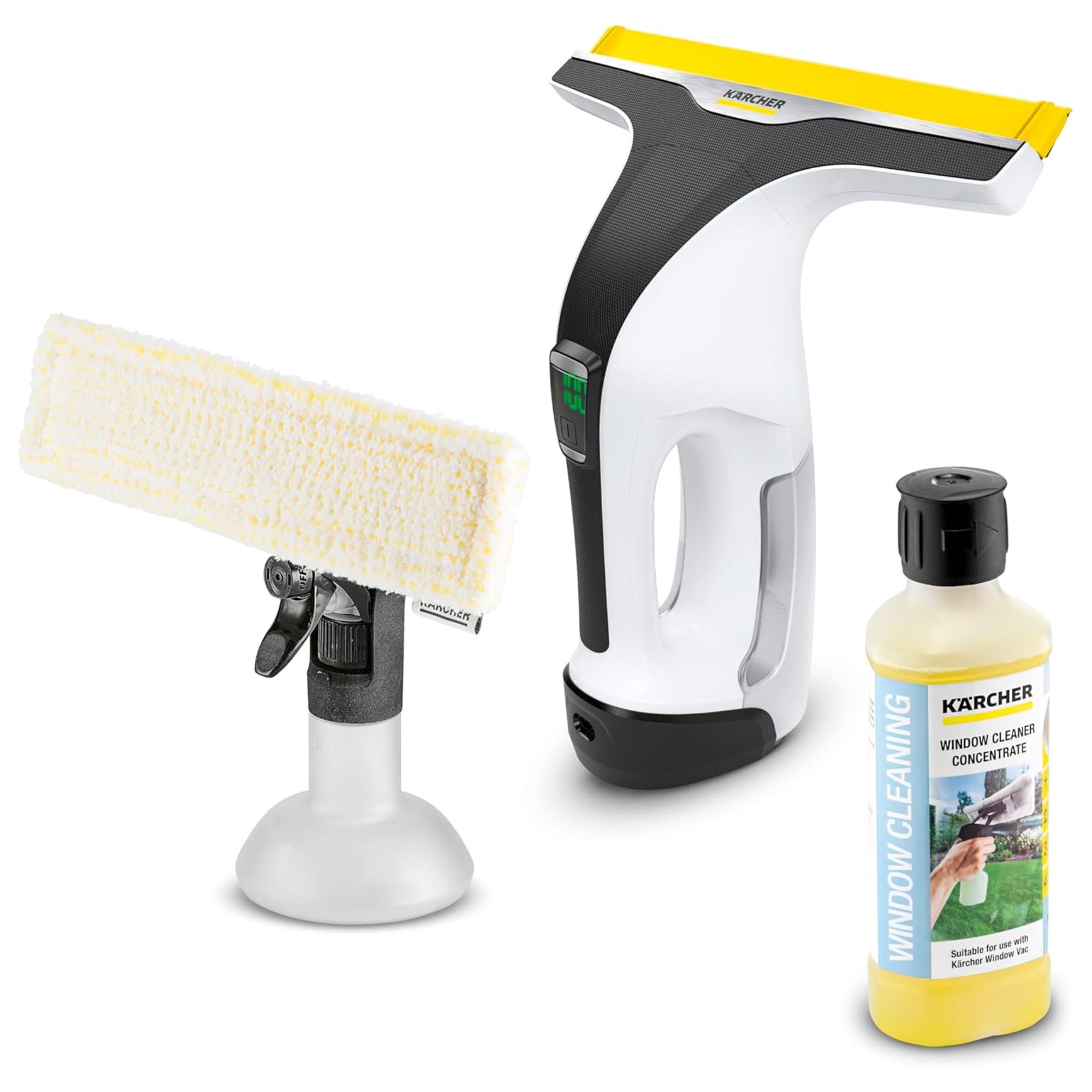 A black and white handheld K&amp;auml;rcher WV 6 Electric Window Vacuum