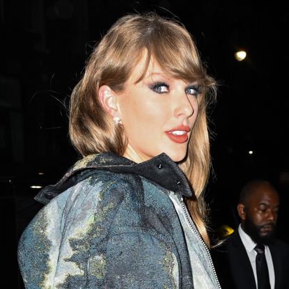 Taylor Swift in New York City wearing a toile jacket