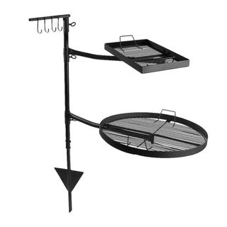 An Ultimate Patio Steel Dual Fire Pit Campfire Cooking Grill System