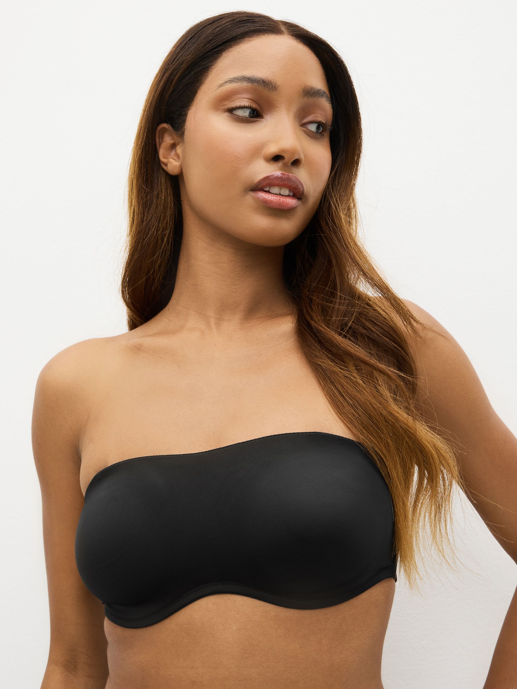 Black Dd+ Non Pad Minimise Strapless Bandeau Bra