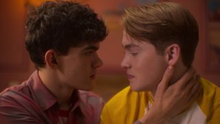 Charlie and Nick about to kiss in Heartstopper season 2 episode 4