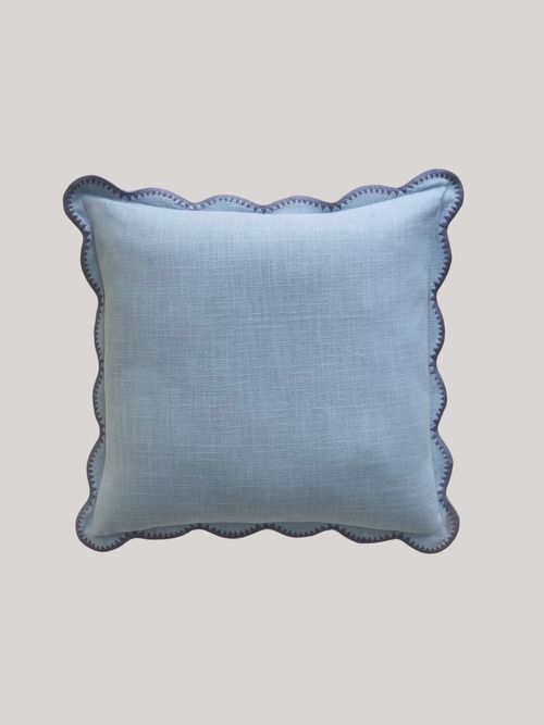Pure Cotton Embroidered Scallop Cushion