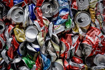 Recycled aluminum cans.