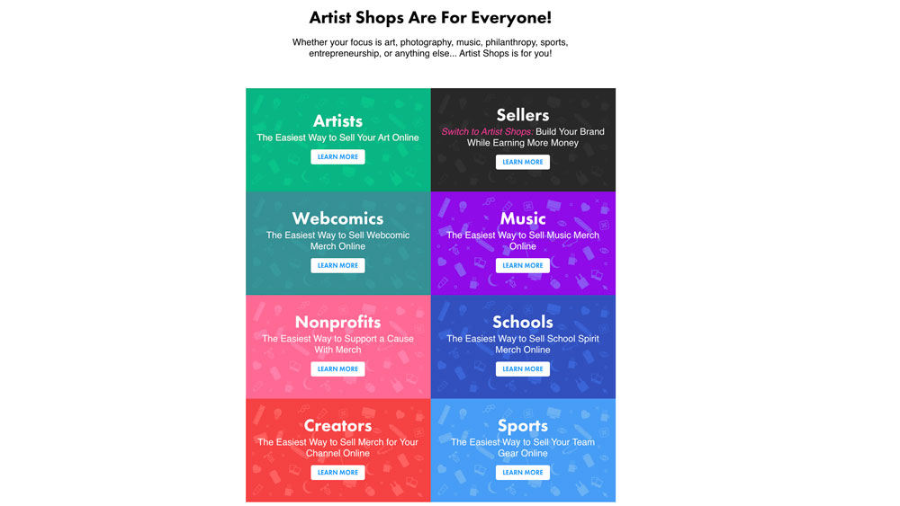 Sell design online: Artists Shops