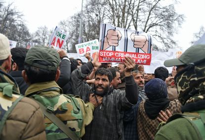 A protest in Kashmir.