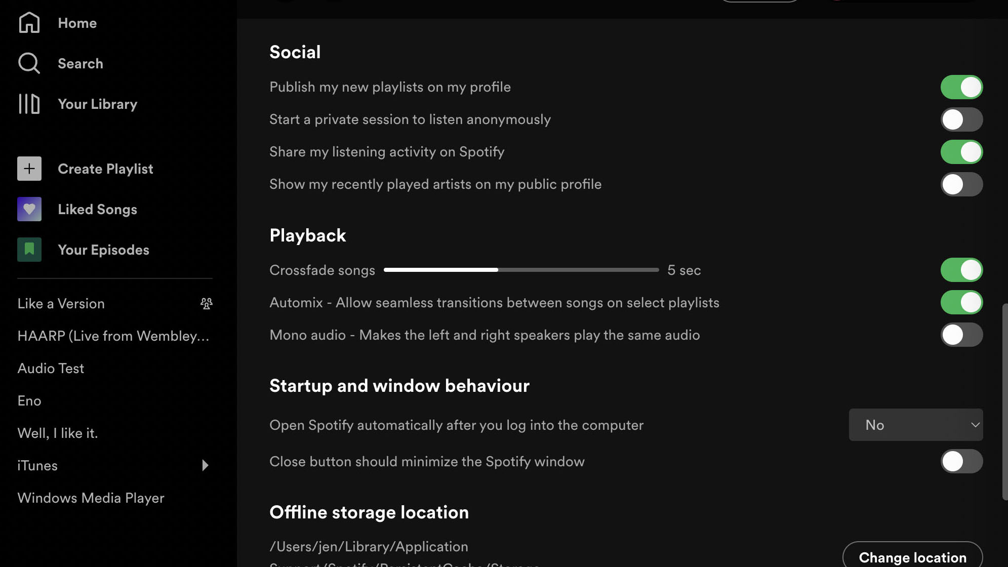 Spotify app crossfade feature