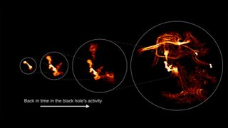 A black hole's influence on the surrounding space over 100 million year timeframe