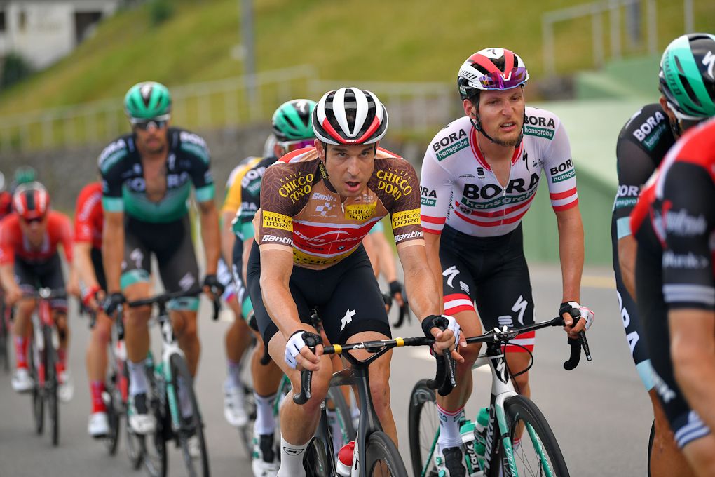 Mountains leader Claudio Imhof and Bora-Hansgrohe's Lukas Postlberger
