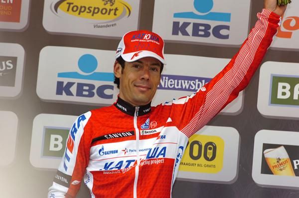 Oscar Freire Gomez (Katusha Team) on the podium