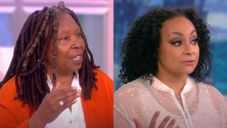 From left to right: screenshots of Whoopi Goldberg and Raven Symoné on The View.