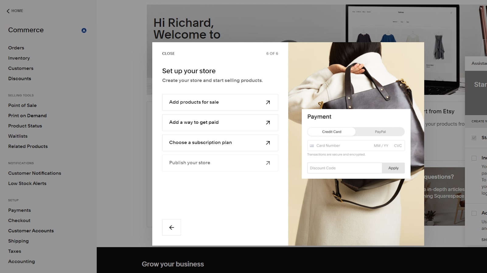 Squarespace's onboarding wizards